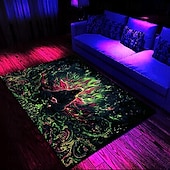 Недорогие Черные ковры-Ковер с принтом Blacklight, УФ-реактивный светящийся в темноте ковер, большой нескользящий коврик для декора комнаты