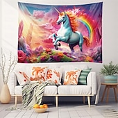 baratos tapeçarias de animais-Fantasia unicórnio pendurado tapeçaria arte da parede grande tapeçaria mural decoração fotografia pano de fundo cobertor cortina casa quarto sala de estar decoração