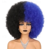 economico Parrucche da festa-parrucche afro rosse per donne nere parrucca senza colla da indossare e andare da 10 pollici parrucche afro ricce parrucche sintetiche color borgogna per feste quotidiane costume cosplay uso