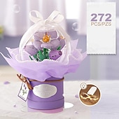 economico Costruzioni giocattolo-bouquet di simulazione di piccole particelle assemblato con elementi costitutivi per regalare alla fidanzata e al migliore amico un secchiello da abbraccio creativo per San Valentino