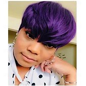 abordables Perruques de fête-Perruques Courtes Synthétiques pour Femmes Noires/Blanches Cheveux de Couleur Naturelle Perruques pour Femmes Perruques Cheveux Courts avec Frange Perruques de la Saint-Patrick Perruques d&#039;Halloween