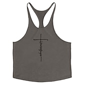 cheap Sports Gym T shirts-Men&#039;s Letter Tank Top Vest Top Undershirt Racer Back Tank Top Sleeveless T shirt U Neck Shirt Stylish Muscle Comfortable Sport Daily Vacation Black White Yellow Summer Clothing Apparel M L XL XXL