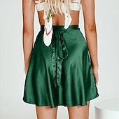 billiga Casual kjolar-dammardi gras kjol en linje mini hög midja kjolar rosett enfärgad vardagshelg sommar satin mode casual vin svart-vit svart rosa karnevalstema