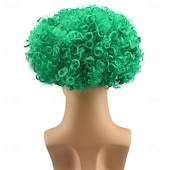 رخيصةأون باروكات الحفلات-باروكات أفريقية قصيرة منفوشة - شعر مستعار ديسكو هيبي مجعد للنساء والرجال لأزياء تنكرية لحفلات الهالوين، شعر مستعار لعيد القديس باتريك