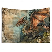 cheap Animal Tapestries-Vintage Dragon Hanging Tapestry Wall Art Large Tapestry Mural Decor Photograph Backdrop Blanket Curtain Home Bedroom Living Room Decoration