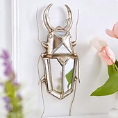 cheap Metal Wall Decor-1PC Ccreative Rresin Mmaterial Gold Asilver Uunicorn Beetle Home Decoration Hhandicraft Wall Hanging with a Special Design Of Mmirror Inlaid Surface is a Good Collectible For Iinsect Eenthusiasts