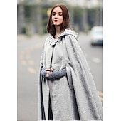 abordables Capas &amp; Capa-Retro Antiguo Medieval capa con capucha Chales Feria del Renacimiento Vikingo Ranger élfico Mujer Celta Vikingo Fantasía Víspera de Todos los Santos Mascarada Fiesta / Noche LARP Feria Ren Adulto Capa