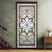 Недорогие Дверные чехлы-витражи цветочные дверные покрытия фреска декор дверной гобелен дверной занавес украшение фон дверной баннер съемный для входной двери в помещении и на открытом воздухе украшение для дома и комнаты