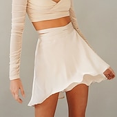 billiga Casual kjolar-dammardi gras kjol en linje mini hög midja kjolar rosett enfärgad vardagshelg sommar satin mode casual vin svart-vit svart rosa karnevalstema