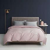 economico 100% cotone-Copripiumino 100% cotone, lenzuolo piano, lenzuolo con angoli, combinazione libera, set di biancheria da letto in raso a 300 fili, copripiumino di qualità premium, federa, collezione letto grigio,