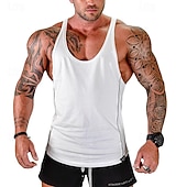 preiswerte Fitness Tank-Tops-Herren Tank Top Weste Unterhemd Ärmelloses Shirt Ärmellos U-Ausschnitt Sommer Farbblock Mode Designer Basic Urlaub Straße Ausgehen Schwarz Weiß Rot Top T-Shirt für Herren