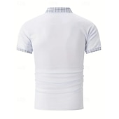 olcso Férfi klasszikus póló-Férfi POLO trikó Button Up Polos Hétköznapi Sport Hajtóka Rövid ujjú Divat Alap Színes Tyúklábminta Kollázs Zseb Nyár Normál Fekete Fehér Tengerészkék Medence Khakizöld POLO trikó
