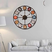 abordables décoration murale en métal-grande horloge murale à piles analogique silencieuse sans tic-tac horloge décorative ronde pour cuisine bureau restaurant café bar décor 60 cm
