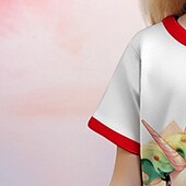 cheap Girl&#039;s 3D Cartoon-Girls&#039; 3D Cartoon Unicorn Nightdress Pajamas Short Sleeve 3D Print Summer Active Fashion Cute Polyester Kids 3-12 Years Crew Neck Home Causal Indoor Regular Fit