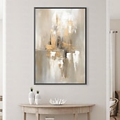 preiswerte Ölgemälde-Großes handgemaltes Blattgoldgemälde auf Leinwand, abstraktes beiges Ölgemälde, luxuriöse Kunst, strukturiertes Gemälde, handgemalte Kunst, goldenes Ölgemälde, Wanddekoration für Hoteldekoration
