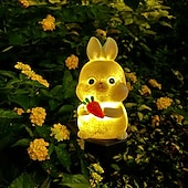 tanie Światełka Wielkanocne-wielkanocna słoneczna lampa ogrodowa królik żaba zwierzęca lampa słoneczna z żywicy na zewnątrz wodoodporny wystrój drewniany stos lampa wakacje dziedziniec chodnik trawnik dekoracja zewnętrzna 1 szt.