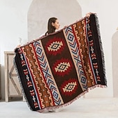 billiga Filtar och plädar-etniska bohemiska mexico filtar utomhus strand picknick filt randig boho linne säng filtar rutig soffa mattor resematta tofsar