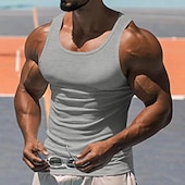 baratos Tops de ginásio-Homens Camiseta Malha Íntima Top de colete Camiseta Interior Sem Manga Decote Redondo Primavera Verão Tecido Moda Designer Básico Sexy Férias Rua Para Noite Preto Branco Vermelho Top Tee para Homens