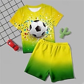 levne 3D sporty a hry pro chlapce-Chlapecké 3D Fotbal Trička a kalhoty Pyžamové sady Krátký rukáv 3D tisk Léto Aktivní Módní Denní Děti 3-12 let Tričkový Domů Ležérní Vevnitř Běžný