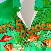 cheap Food &amp; Drinks-Men&#039;s Letter Parrot Drink Shirt Summer Hawaiian Shirt Aloha Shirt Short Sleeve Shirt Turndown Vacation Hawaiian Resort Style Outdoor Vacation Hawaiian Blue Sky Blue Purple S M L