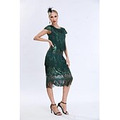 olcso Ruhák-Retró Ordító 20-as évek 1920-as évek Déli Flapper ruha Ruhák A nagy Gatsby Flapper lány Esküvői Vendég Flitter Rojt Flitter Kerek Jelmez Női Teljesítmény Esküvő Esküvői vendég Felnőttek Ruha Hazatér