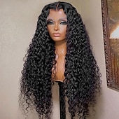 economico Parrucche lace 360-Parrucche per capelli umani anteriori in pizzo trasparente 360 HD parrucca frontale in pizzo a onda profonda parrucca frontale in pizzo trasparente HD per donna