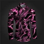 economico Geometrica-Per uomo Geometrica Graffiti Camicia con bottoni Camicie stampate Manica lunga Sottoculturale Da mare Feste Strada Primavera estate Collo ripiegabile Stampa Bottone giù Rosa Rosso Blu Azzurro cielo