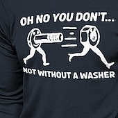  Herren Grafik Oh nein, das geht nicht ohne Waschmaschine T Shirt Waffel-T-Shirt Langarm T-Shirt 3D-Druck Rundhalsausschnitt Hemd Designer Lässig Streetstyle Sport im Freien Ferien Ausgehen Schwarz