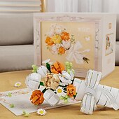 baratos Brinquedos de Montar-presentes do dia das mulheres luar sociedade mini partículas criativas brinquedos diy blocos de construção de flores eternas série pacote de flores dia das mulheres presentes do dia das mães para