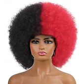 levne Párty paruky-afro paruky pro černé ženy 70. léta krátká černá afro paruka disco afro nafouklé paruky pro ženy výstřední kudrnatá paruka 10palcová přirozeně vypadající syntetická paruka denní párty cosplay