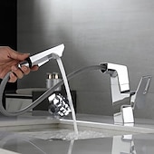 cheap Bathroom Sink Faucets-Bathroom Sink Faucet - Rotatable / Pull out / Classic Electroplated Centerset Single Handle One HoleBath Taps
