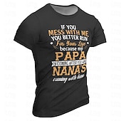 お買い得  メンズおもしろTシャツ-メンズ面白いファミリーTシャツ、保護的なパパとナナのスローガングラフィックTシャツ、「私をいじるなら、逃げる準備をしておけ」