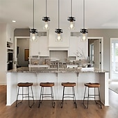 cheap Island Lights-Pendant Lighting for Kitchen Island, 1/3/5-Light Dining Room Light Fixtures Hanging Linear Chandeliers, Farmhouse Chandeliers for Dining Room Pendant Light Fixtures Matte Black Finish with Glass Shades