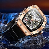 abordables Relojes mecánicos-Reloj Mecánico ONOLA para Hombre Reloj Deportivo al Aire Libre Casual Automático de Carga Calendario Luminiscente Reloj de Gel de Silicona Resistente al Agua