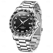 abordables Montres à quartz-Montre homme OLEVS à quartz minimaliste mode décontractée lumineuse calendrier étanche en acier