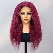 cheap Human Hair Lace Front Wigs-Burgundy Curly Wigs 99J Lace Frontal Wig 13x4 Curly Frontal Wig 12-30 Inch