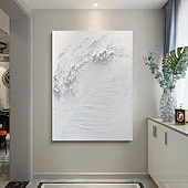 voordelige Abstracte schilderijen-groot met de hand geschilderd abstract wit olieverfschilderij golven schilderen op canvas modern olieverfschilderij kunst aan de muur handgeschilderd schilderij kunst aan de muur schilderij voor
