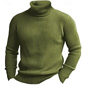 preiswerte Herrenpullover-Weihnachtspullover, Herrenpullover, Pullover, Strickpullover, Rippstrick, normal, schlicht, Rollkragen, warm halten, modern, zeitgenössisch, Alltagskleidung, Ausgehen, Kleidung, Herbst, Winter, Schwarzwein