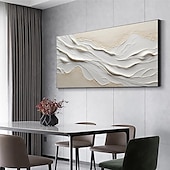 cheap Landscape Paintings-Hand painted Textured White Abstract Sandy Beach Oil Painting on Canvas handmade Original Blue Ocean Painting Custom Art Decor for Living room Wall Decor Wall Art