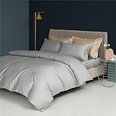 economico 100% cotone-Copripiumino 100% cotone, lenzuolo piano, lenzuolo con angoli, combinazione libera, set di biancheria da letto in raso a 300 fili, copripiumino di qualità premium, federa, collezione letto grigio,
