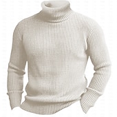 preiswerte Herrenpullover-Weihnachtspullover, Herrenpullover, Pullover, Strickpullover, Rippstrick, normal, schlicht, Rollkragen, warm halten, modern, zeitgenössisch, Alltagskleidung, Ausgehen, Kleidung, Herbst, Winter, Schwarzwein