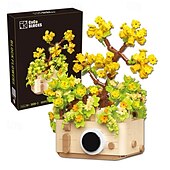baratos Brinquedos de Montar-Presentes do dia das mulheres buquê de flores conjunto de construção flores casa bonsai plantas com luz led coleção botânica decoração de parede brinquedo de construção criativa presentes do dia das