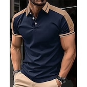 olcso Férfi klasszikus póló-Férfi Button Up Polos Golfing Hétköznapi Szabadság Hajtóka Rövid ujjú Divat Alap Színes Kollázs Hímzett Nyár Normál Bor Fekete Sötétkék Lóhere Világoskék Szürke Button Up Polos