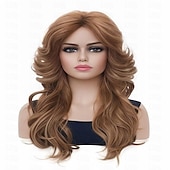 economico Parrucche storiche-Parrucche vintage Rugelyss parrucca mista marrone per donne parrucche sintetiche a strati complete per cosplay costume parrucche disco degli anni &#039;60 &#039;70 &#039;80 di Halloween