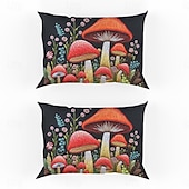 abordables Sábanas y funda de almohada-Juego de 2 fundas de almohada tamaño queen con diseño de setas, funda de edredón estampada, funda de almohada suave y transpirable, funda de almohada decorativa (20 x 30 pulgadas)