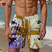 cheap Flag Print-Men&#039;s National Flag Swim Shorts Board Shorts Swimming Trunks Mid Waist Vacation Hawaiian Holiday Vacation Holiday Beach Drawstring with Mesh lining Elastic Waist Designer Clothing Apparel