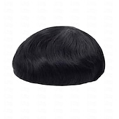 billiga Människohår och tupéer-herrtupé människohår ersättningssystem för män andas fransk spets herrperuker hårstycke poly skin pu runt hårenhetslapp för män 7x9 8x10