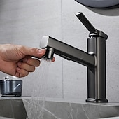 economico Rubinetti per lavandino bagno-Lavandino rubinetto del bagno - Doccetta estraibile Galvanizzato Installazione centrale Una manopola Un foroBath Taps