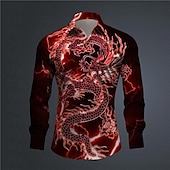 abordables Motif Animal-Homme Dragon Chemise Chemise boutonnée manche longue Abstrait Usage quotidien Sortie Printemps Col rabattu Imprimer Bouton bas Noir Jaune Rose Claire Rouge Bleu Roi