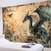 cheap Animal Tapestries-Vintage Dragon Hanging Tapestry Wall Art Large Tapestry Mural Decor Photograph Backdrop Blanket Curtain Home Bedroom Living Room Decoration